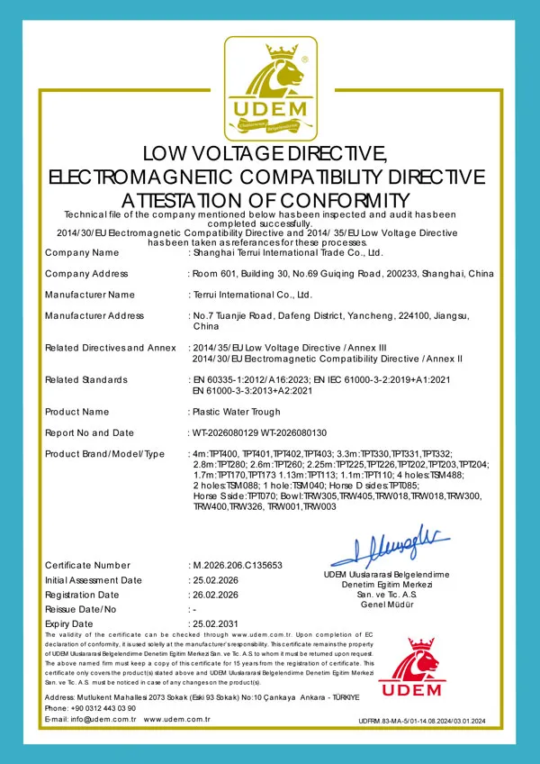Plastic Water Trough CE Certificate