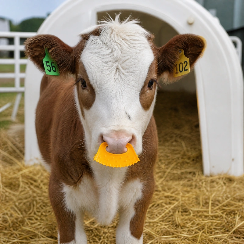 Cattle weaner used with calf hutch for controlled weaning environment