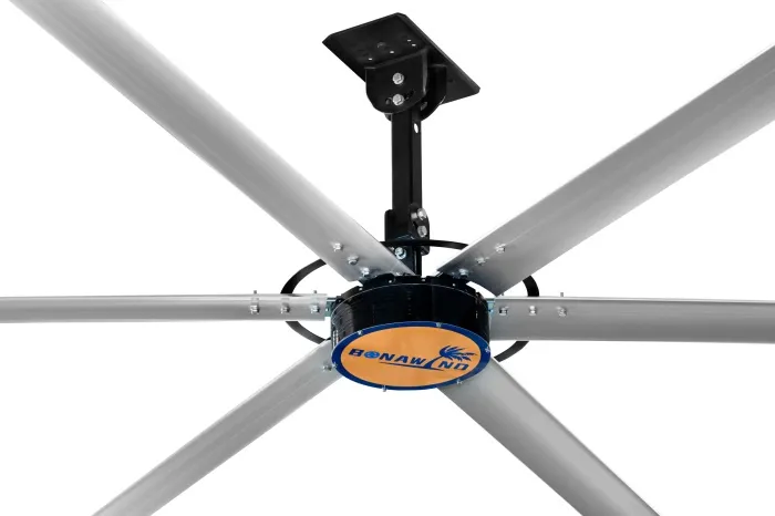 External rotor permanent magnet synchronous motor and hub of a 24FT HVLS ceiling fan with six blades