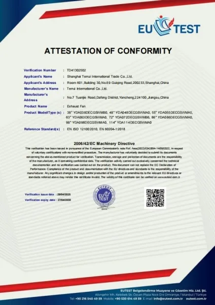 CE certificate document for poultry ventilation fan export from China manufacturer CE certificate document for poultry ventilation fan export from China manufacturer